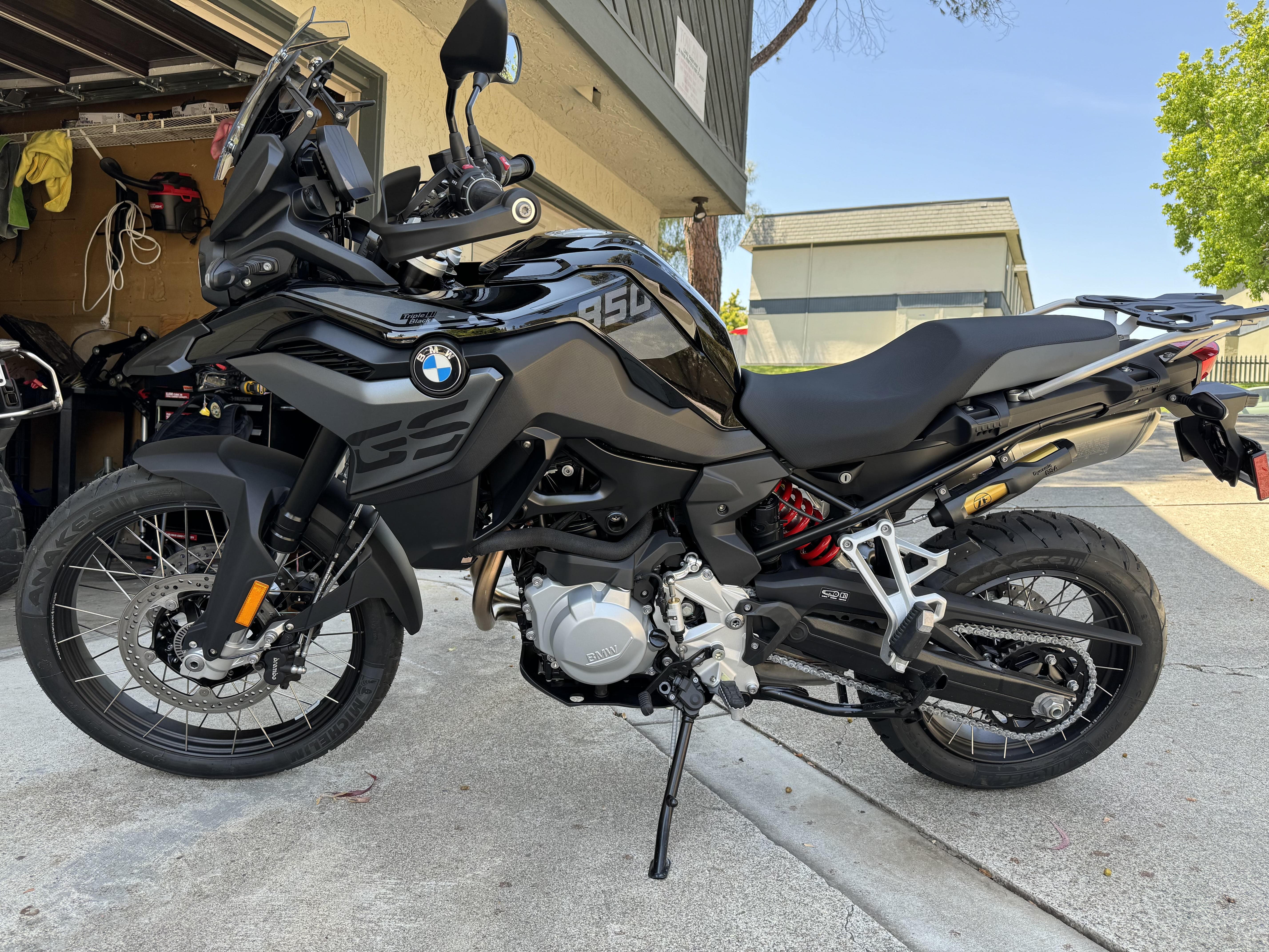 A brand new 2023 BMW 850GS adventure motorcycle in triple black